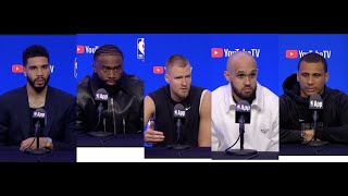 Boston Celtics Postgame Interviews Game 1 vs. Dallas Mavs NBA Finals: Tatum, Porzingis, Brown, More