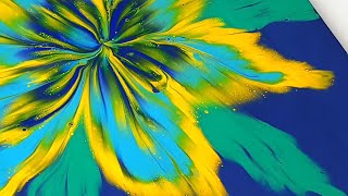 360 Yellow Flower Reverse Dip Technique Acrylic Pouring Fluid Acrylic Designer Gemma77