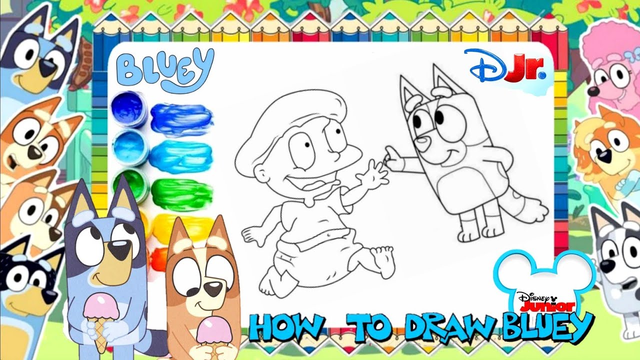 Bluey Drawing Tutorial for Kids | Easy Step by Step Cartoon Drawing ...