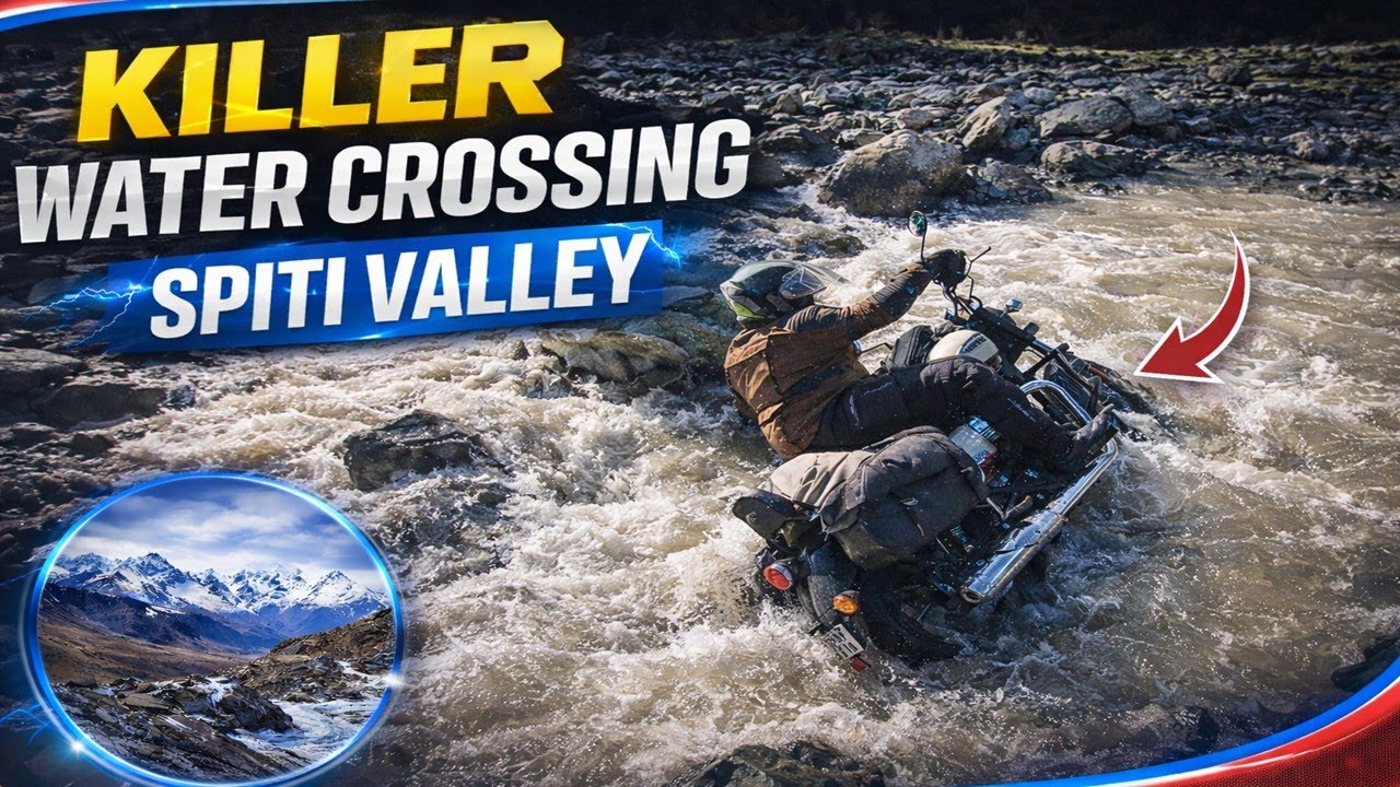 💀Killer Water Crossing🔥| Spiti Valley Motorcycle Adventure 🏍️ | Extreme Himalayan Ride👉
