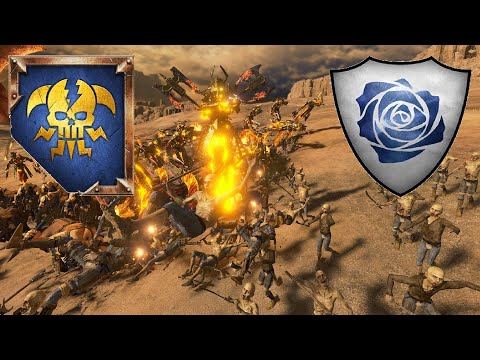 Видео: Караван Синих Роз поймал в засаду Воинство Жарра. Битва из сетевой кампании. Total War Warhammer-3