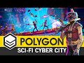 Polygon scifi cyber city  trailer 3d low poly art for games by syntystudios