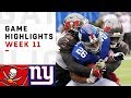 Buccaneers vs. Giants Week 11 Highlights | NFL 2018