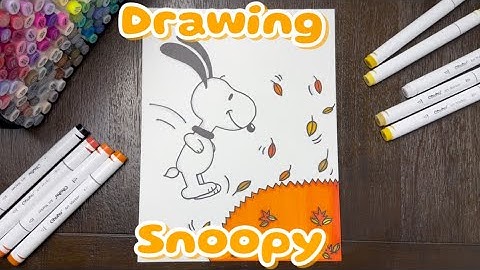How to Draw Snoopy Jumping in Leaves