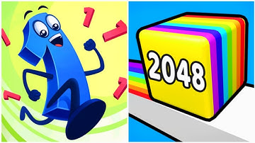 Number Run vs Happy Cubes 2048 - Level Up Number (Max Level, Math Games) ASMR Gameplay 