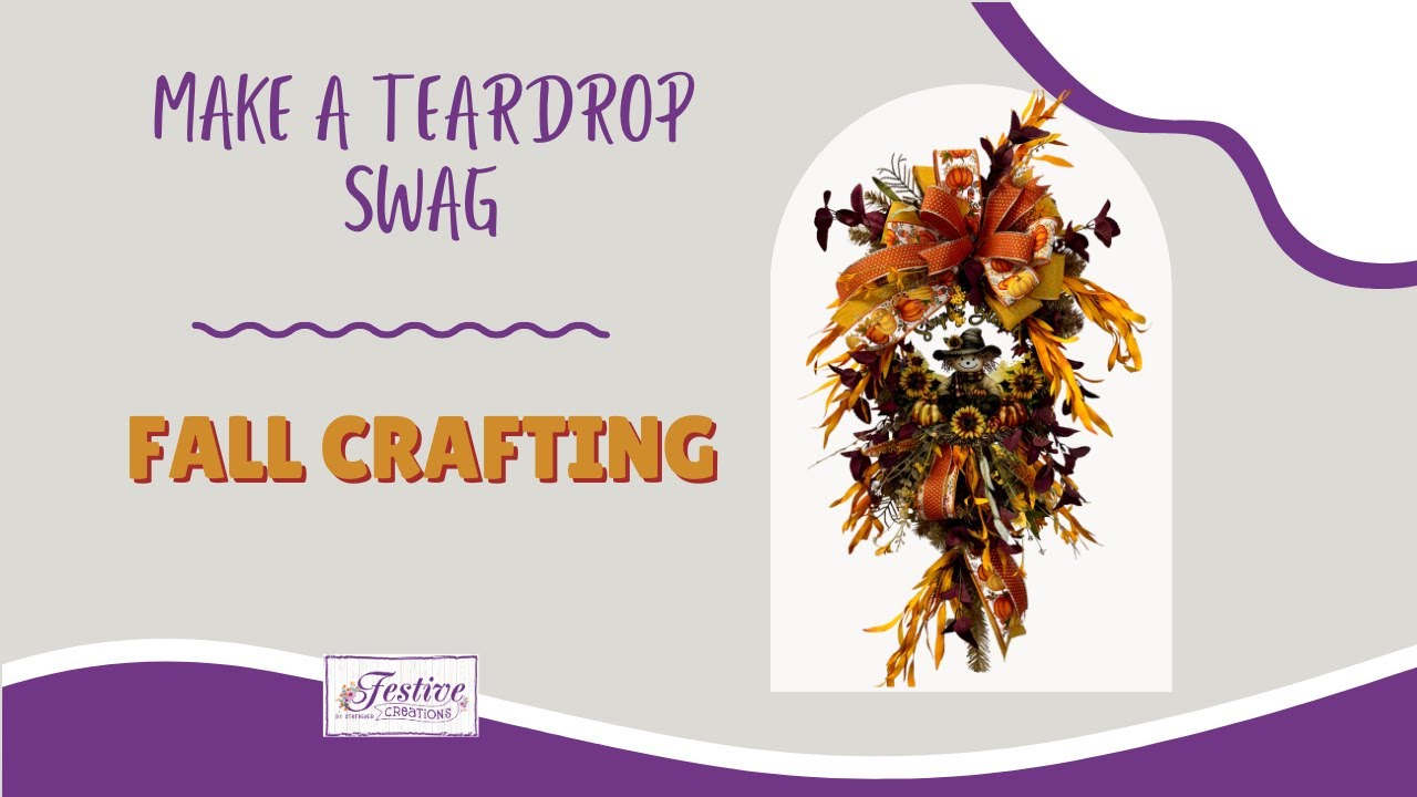 DIY fall scarecrow teardrop swag for front door