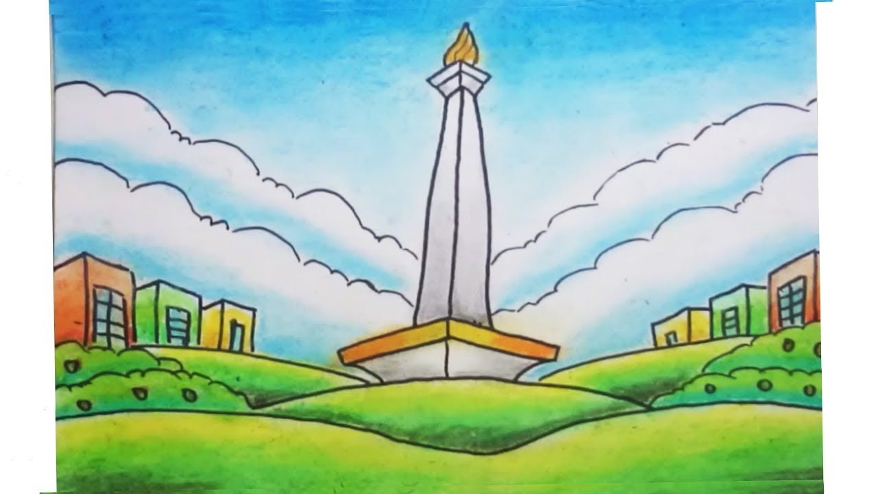 Gambar Mewarnai Tas Mewarnai Gambar Tugu Monas Drawing Image