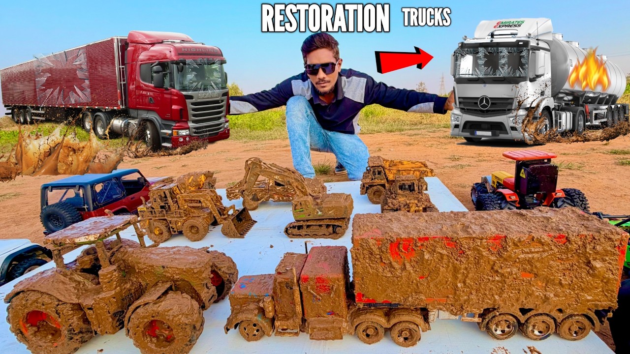 RC Transport Truck Restoration & Rescue from Deep Mud – Chatpat toy tv