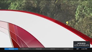 Firefighters Respond To Grass Fire In Hacienda Heights From Overturned Vehicle