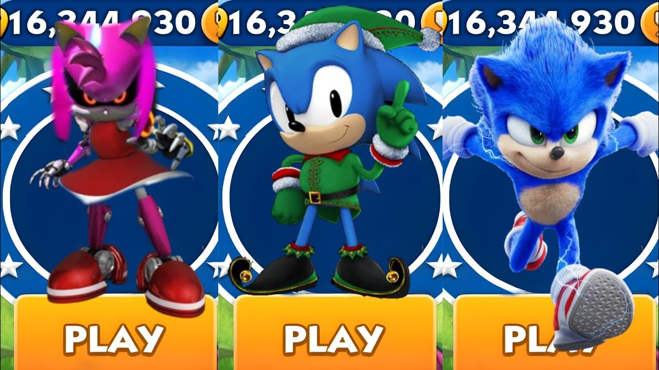 Sonic Dash - Metal Amy VS Elf Classic Sonic VS Sonic _ Movie Sonic vs ...
