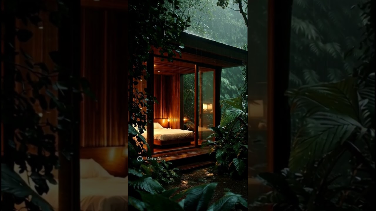 Cozy Rain in a Redwood Forest Cabin 🌧️ | California Night Rain