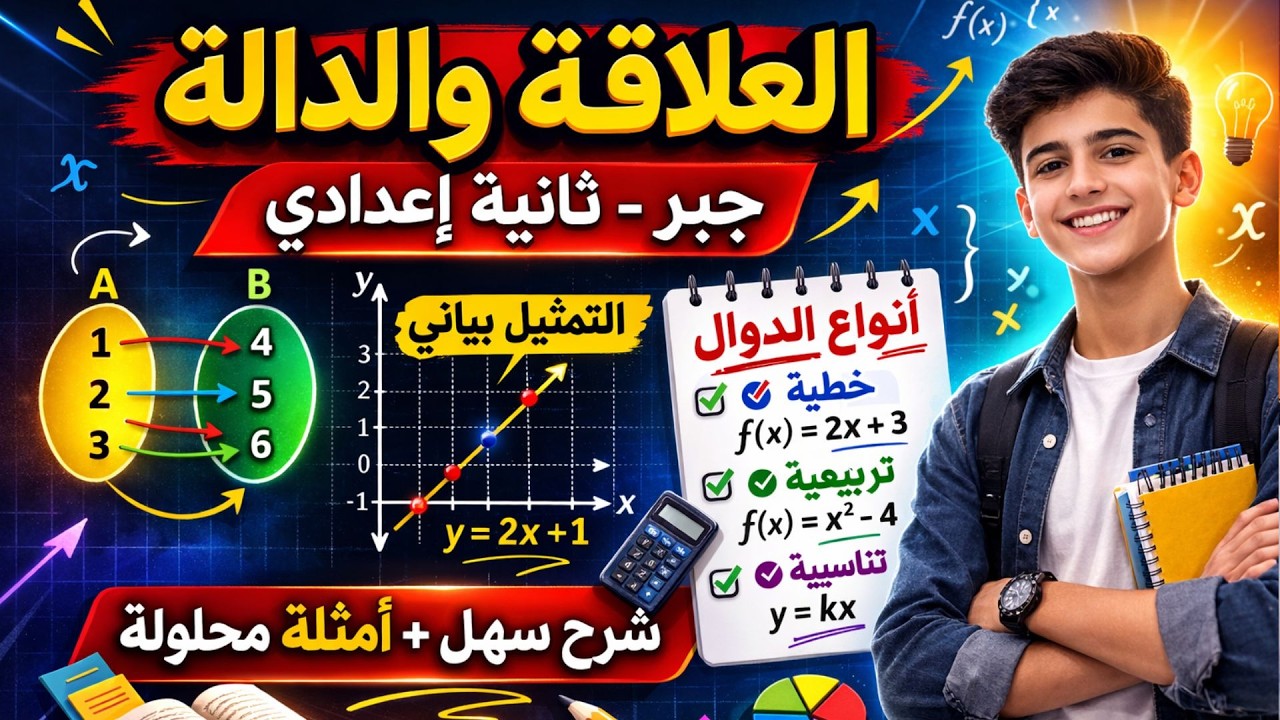 العلاقة والدالة ببساطة | شرح جبر تانية إعدادي + أمثلة محلولة