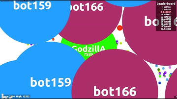 AGAR.IO ☆  PRIVATE SERVER  ☆  GodzillA VS 500 Bots ( 350 K HighScore )