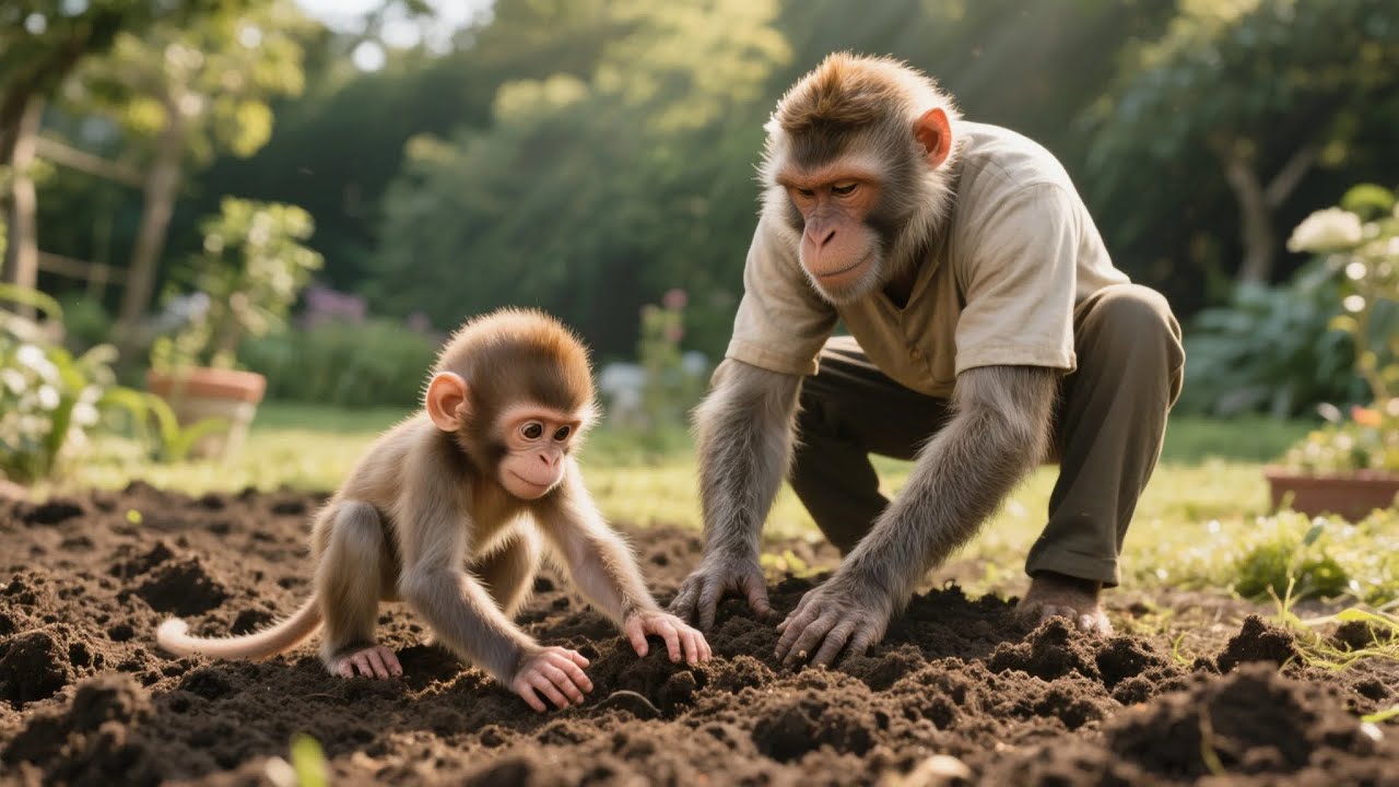 Hardworking Papa Monkey Feeds Family ❤️ | Cute Baby Monkey & Mama Monkey Story 🐒