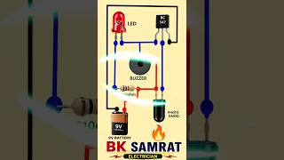 DIY Fire Alarm Circuit Using Photodiode, Buzzer & Transistor | 9V Fire Sensor Project 🔥 #shorts
