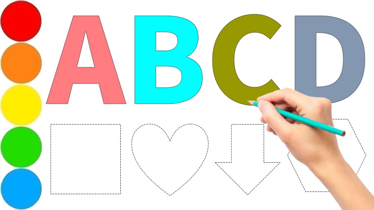 Learn ABCD Alphabets and Shapes | ABCD learning | Shapes drawing for ...