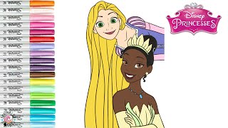 Disney Princess Coloring Book Pages Rapunzel and Tiana Picture Time