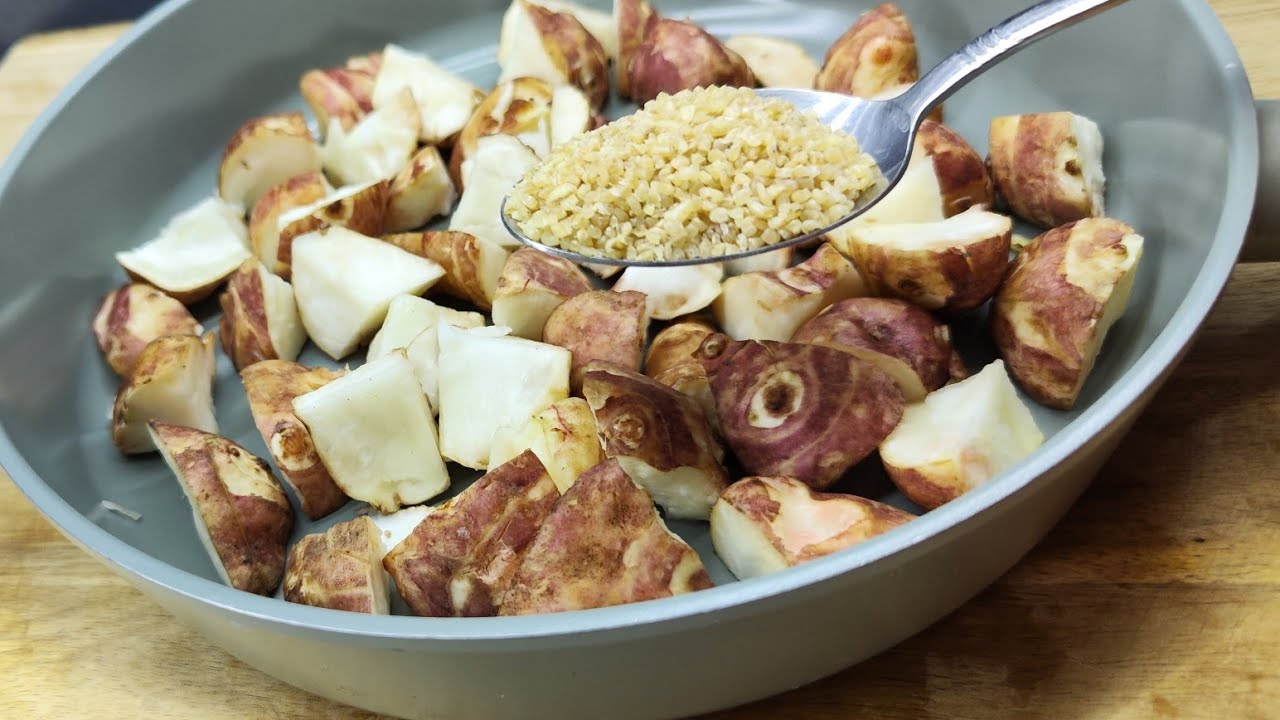 YER ELMASINA BİRAZ BULGUR EKLEDİM, PRATİK BİR TARİFİ KAŞIK KAŞIK YEDİM. 🤤