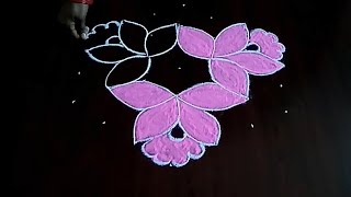 simple Rose flowers rangoli 7×4 dots