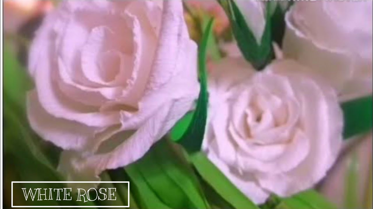Simple Crepe paper rose making idea white rose Malayalam DIYWhite