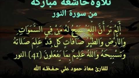 تلاوة خاشعة مباركه من سورة النور بصوت القارئ معاذ حمود علي حـفـظـه الله