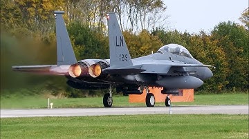 [4K] Powerful Takeoff followed by Steep Climb - USAF F-15E Strike Eagle at Leeuwarden