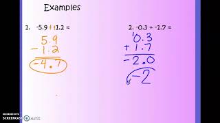 Adding and Subtracting Pos/Neg Decimals
