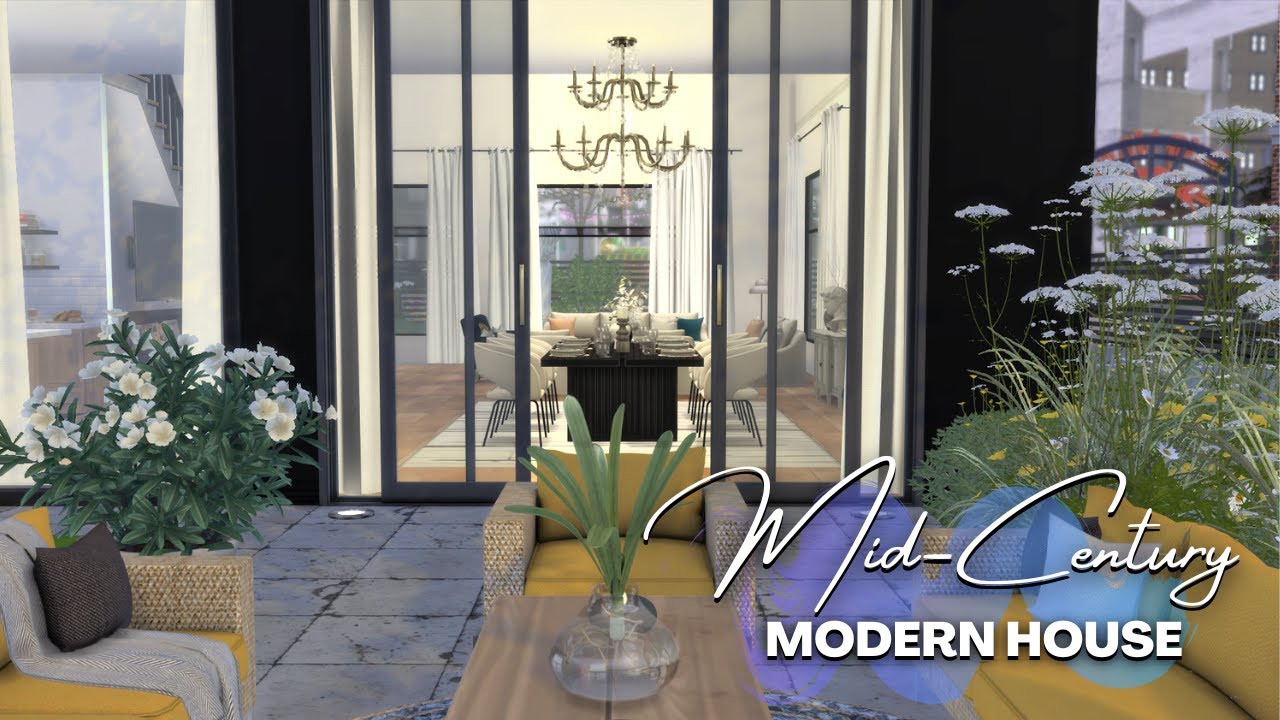 Mid Century Modern House | The Sims 4 (+CC) | Speed Build - YouTube