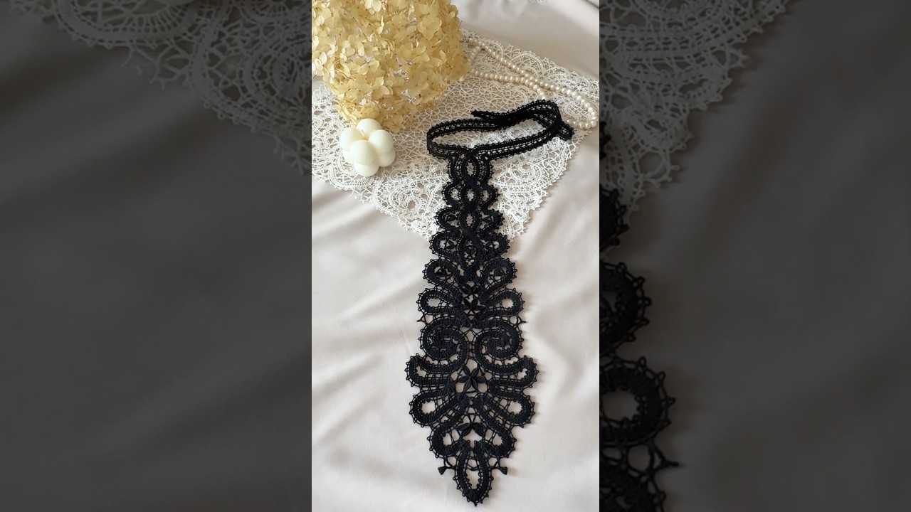 Процесс создания кружевного галстука 💕 сплетенного на коклюшках 