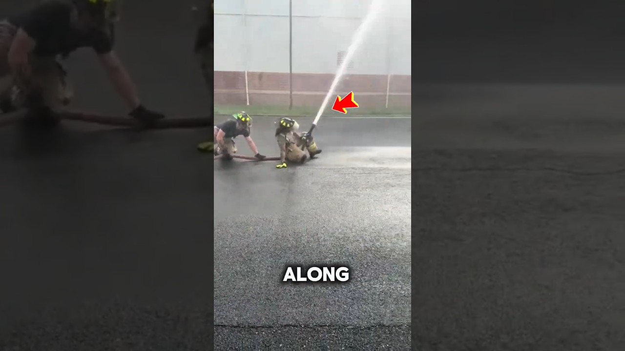 Пожарный шланг вышел из-под контроля