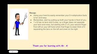 Multiply 9s with hands strategy