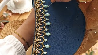 beadwork | beads embroidery basic stitches |تنبات جنب السفيفة او الراندة ب  ملاقية بالعقيق خفيفة