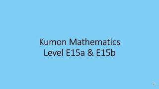 Kumon Mathematics E15A E15B