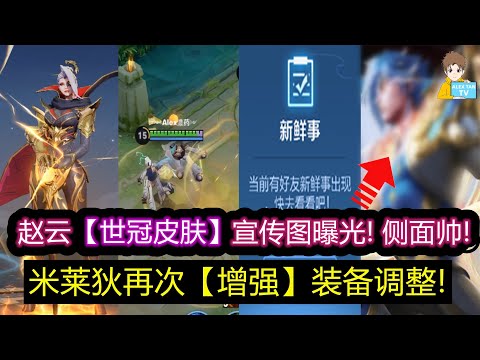 赵云【世冠皮肤】宣传图曝光! 侧面帅! 米莱狄再次增强! 装备调整!【王者荣耀】