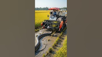 Giant Snake VS Harvester at rice field #shorts #shortsviral #viral #viralvideo #viralshorts #snake