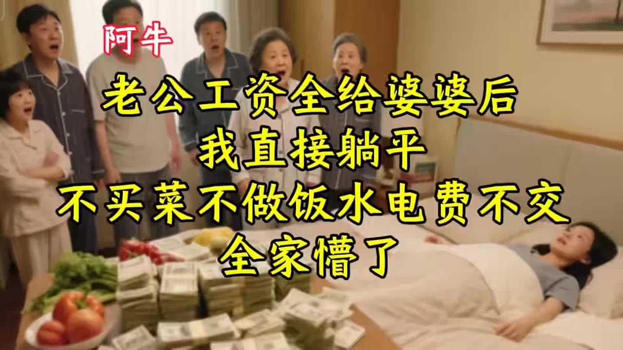 老公工资全给婆婆后我直接躺平，不买菜不做饭水电费不交全家懵了…… #家庭故事 #情感纠葛 #人生百态 #真实经历 #社会现象