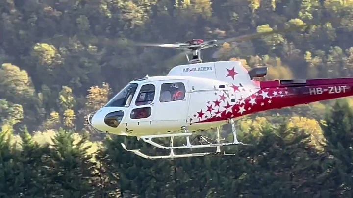 Eurocopter H125 Ecureuil AS350B3 HB-ZUT Air Glaciers landing Sion airport Switzerland 27.10.2022