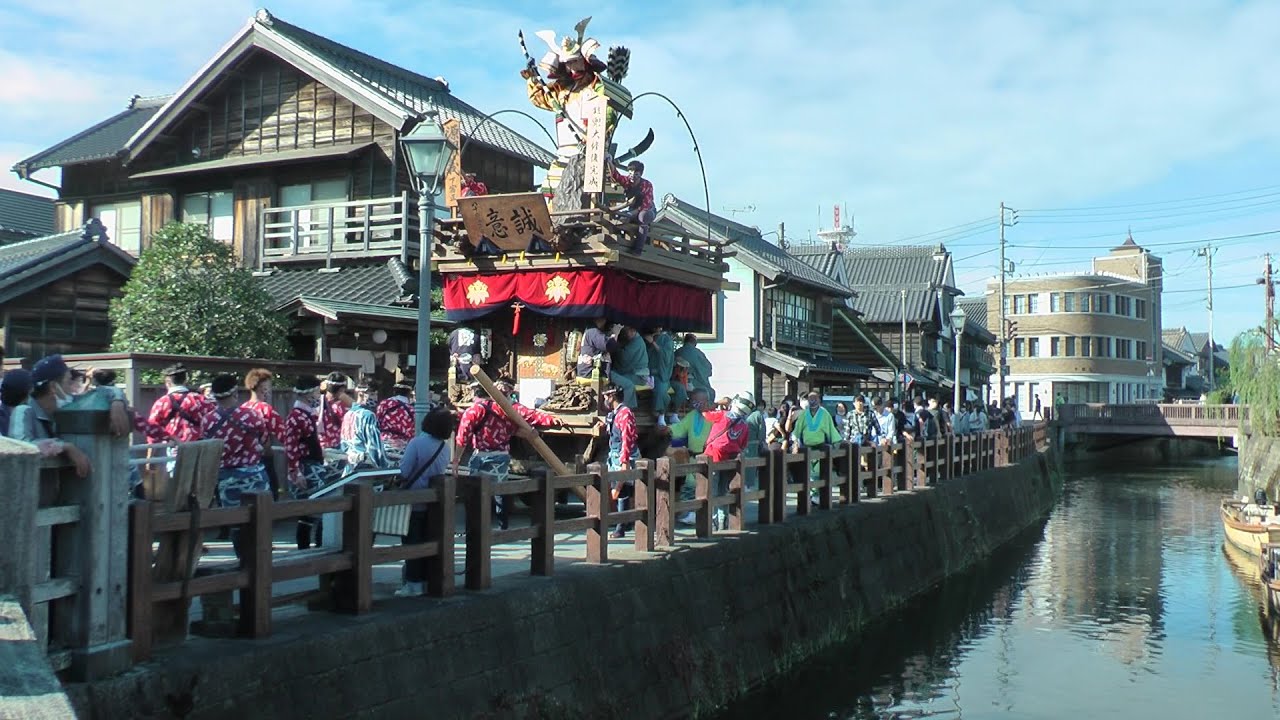 下宿区　鎧兜大修復完成　八坂神社～のの字（山村会館前）～中橋～千葉商船～伊能忠敬記念館