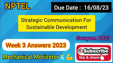 Strategic Communication For Sustainable Development | Week 3 Quiz | Assignment 3 Solution | NPTEL