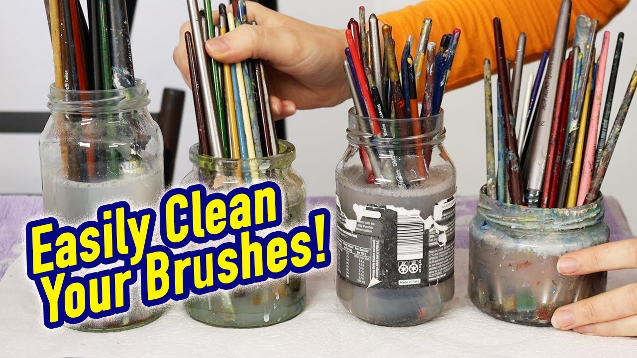 How to Clean Dried Paint Brushes - at home with Ashley