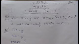 Class 11 || Chapter Probability Ex:-16.3 || Question no.14 Answer.