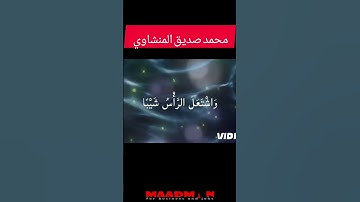 قال رب اني وهن العظم مني واشتعل الراس شيبا ولم اكن بدعائك ربي شقيا محمد صديق المنشاوي قران كريم