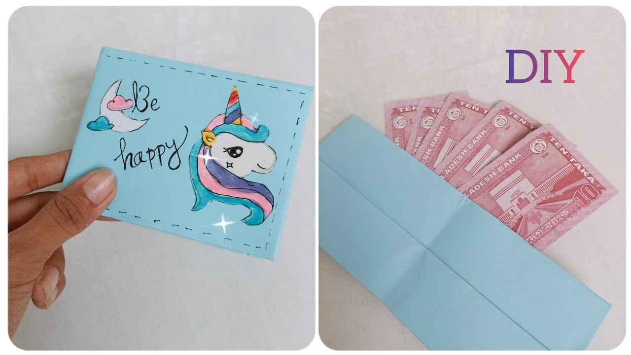 How to make cute unicorn wallet | Origami wallet | Origami craft with paper | DIY mini paper wallet