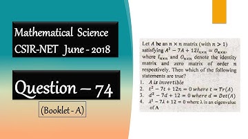 CSIR NET Mathematics Solutions June 2018 | Question 74 | Linear Algebra | Annihilating Polynomial