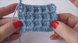 Простой вафельный узор крючком для шапок и пледов из рельефных столбиков.  Simple crochet