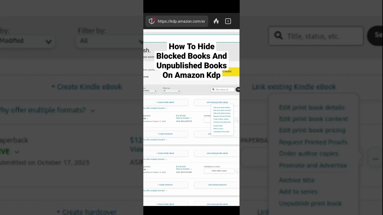 How To Hide Blocked Books And Unpublished Books On Amazon Kdp