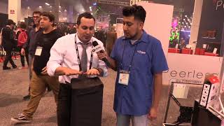 Podium Pro SS1 PA DJ Karaoke Band Steel Speaker Stand Pair Telescoping with Bag SS1B-PR ProX Flex Tower at NAMM 2018 with I DJ Now