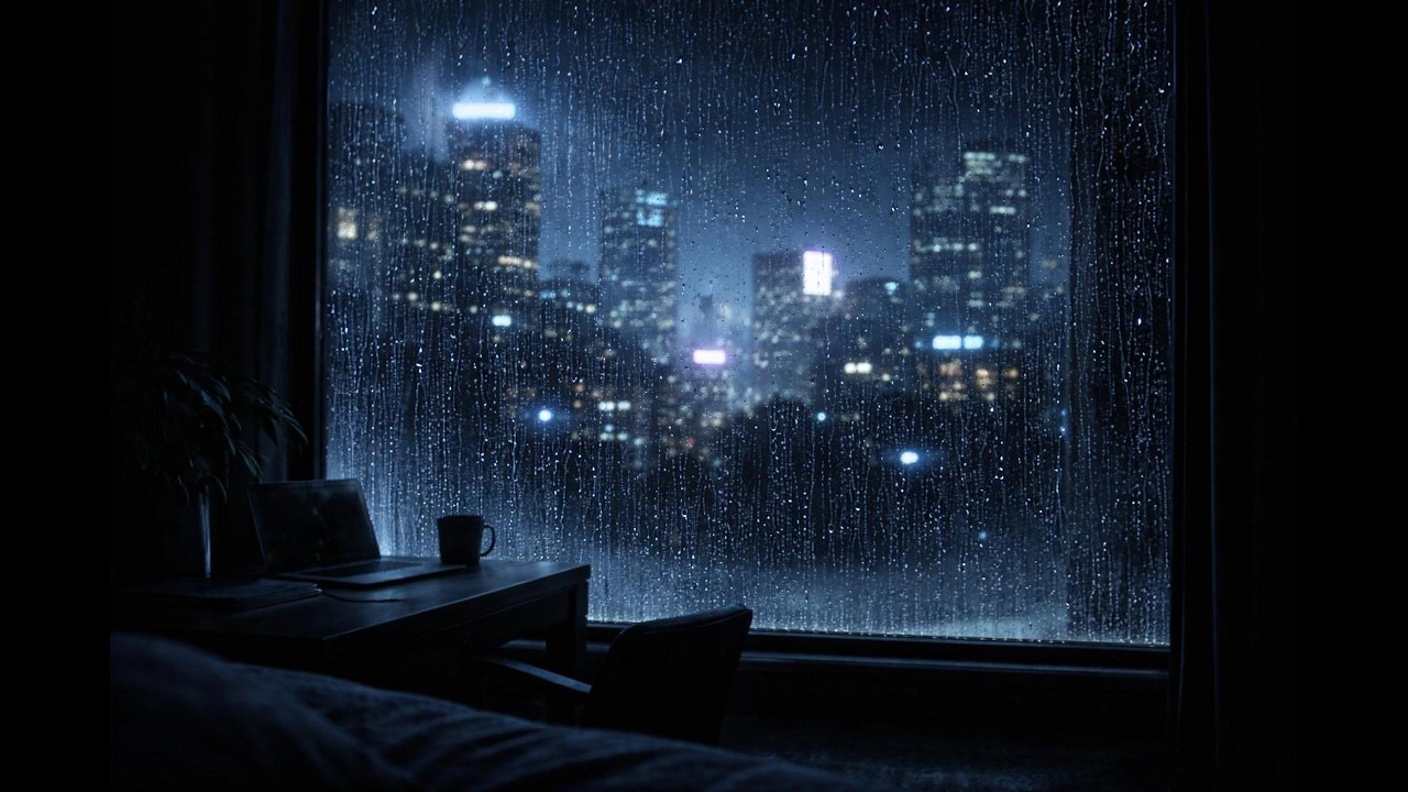 Midnight Megacity – Rain on Window at Midnight | Cyberpunk Night Ambience