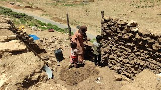 Continuing to build a stone house in the mountains, cooking food for the nomads🛖