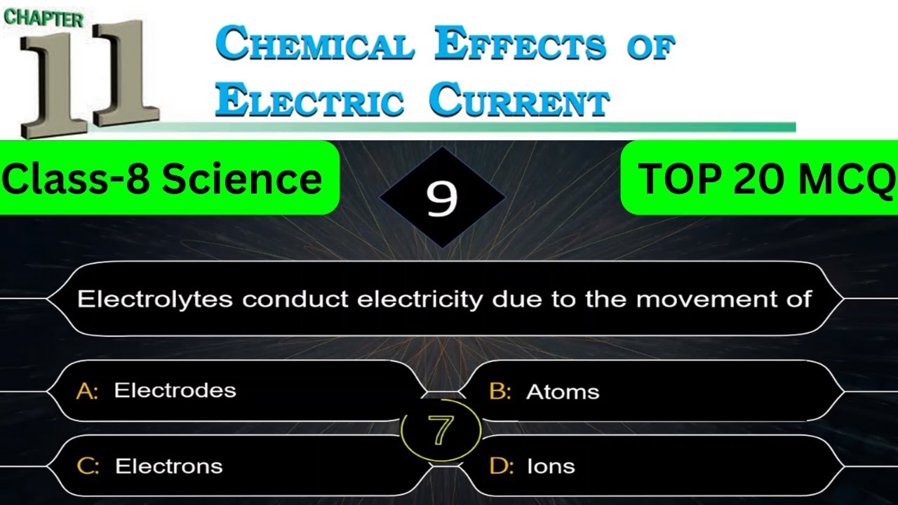 Most important MCQ Ch 14 Science class 8 Chemical effects of